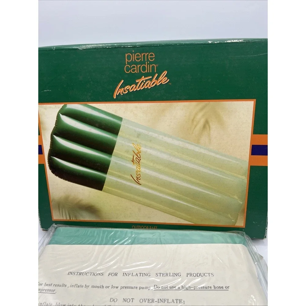 Vintage PIERRE CARDIN Insatiable OUTDOOR RAFT New In Box POOL BEACH INFLATABLE‎